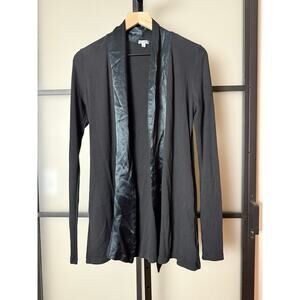 PJ Harlow Shelby Rib Knit Cardigan With Satin Trim Size XS
